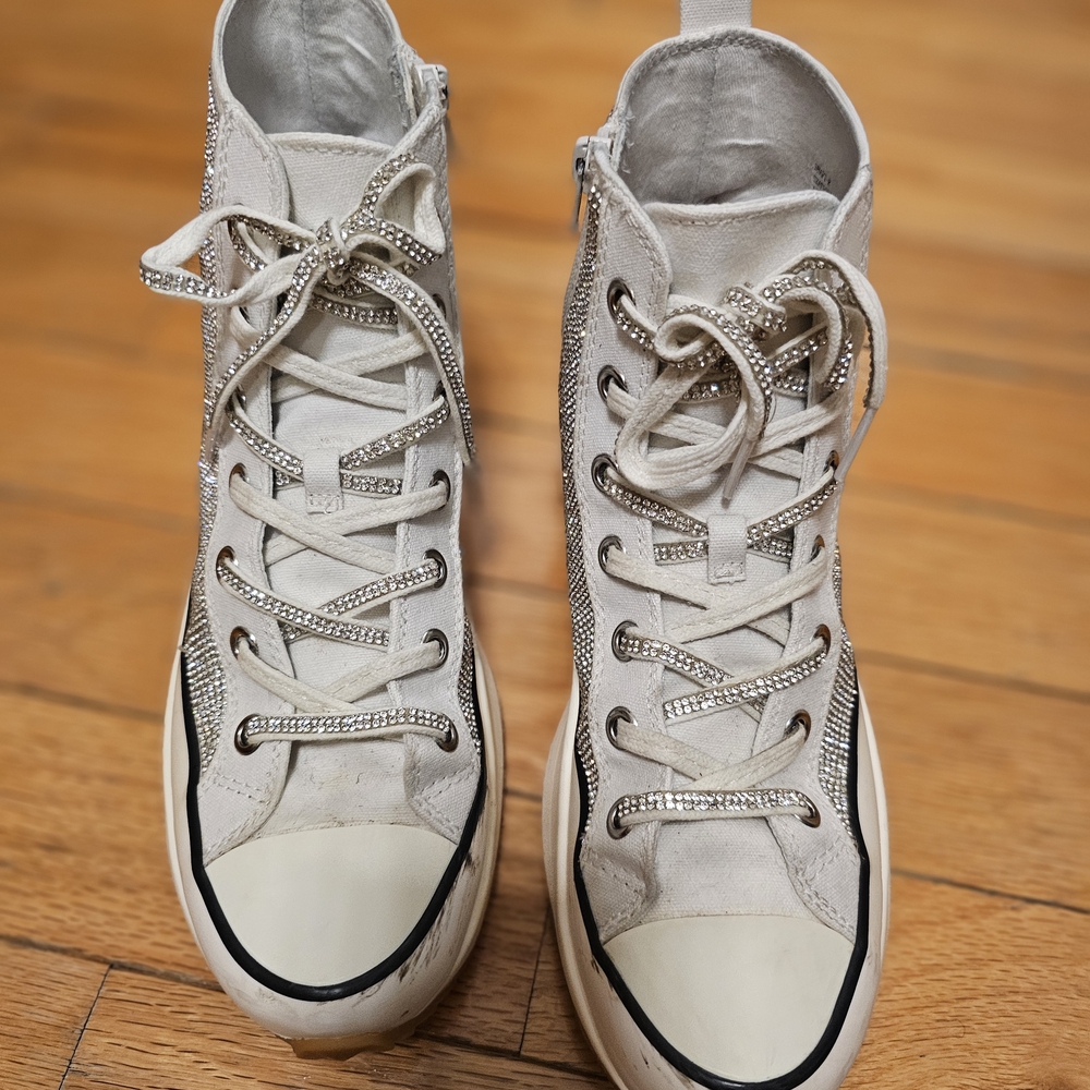 Steve Madden Glittering Silver High-Top Sneakers - Picture 8 of 8